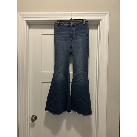 Free People We The Free Just Float On High Rise Flare Jeans 28 Blue Wash Stretch - Picture 1 of 7